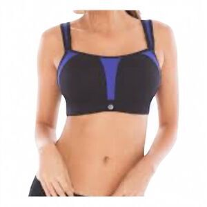 Soma Max Support Contour Underwire Sports Bra 38DD Black & Royal Blue
